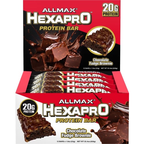AllMAX Nutrition Hexapro Protein Crunch Bar - Box of 12 Chocolate Fudge Brownie