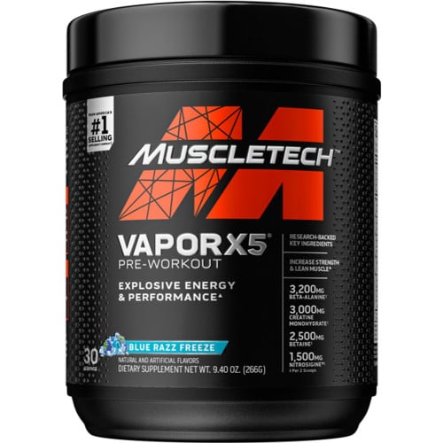 MuscleTech Vapor X5 - 30 Servings Blue Razz Freeze
