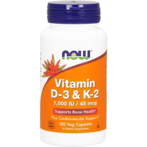 Now Foods Vitamin D-3 & K-2 1000IU/45mcg 120 VCaps